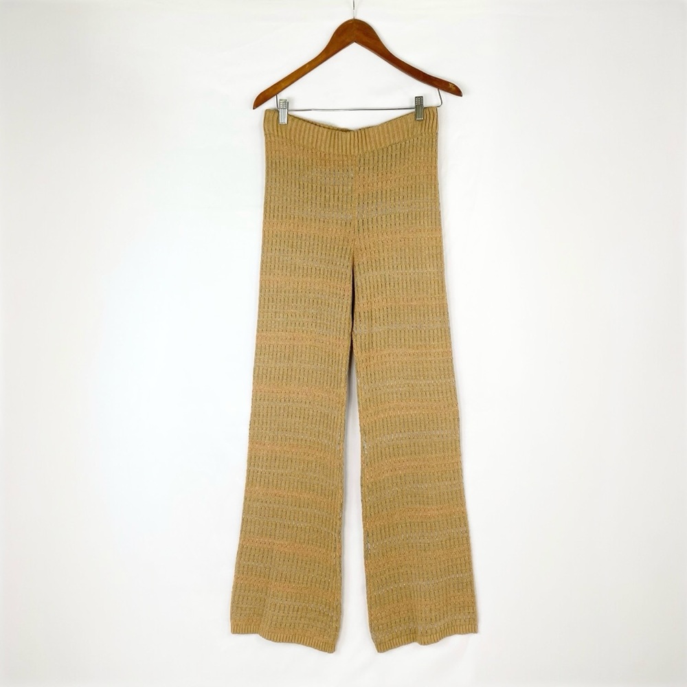 L SPACE NWT Encinitas Stripe Pant High Waisted Rainbow Rib Wide Leg Stretch Sz M